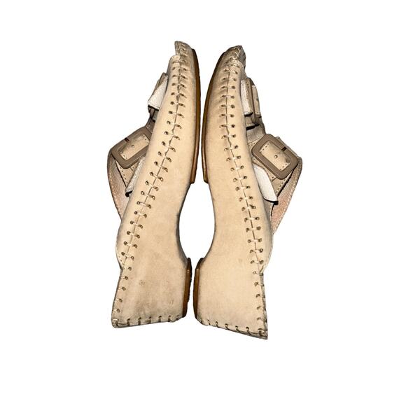 LA PLUME LADIES SANDALS‎ 38 BEIGE TAN 2 STRAP LEATHER SLIP ONS - Picture 9 of 11
